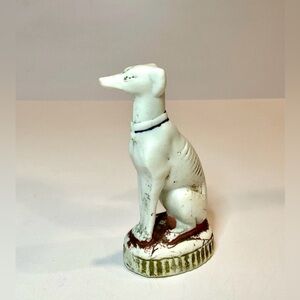 Antique English Staffordshire Porcelain Greyhound Dog Figurine Unmarked